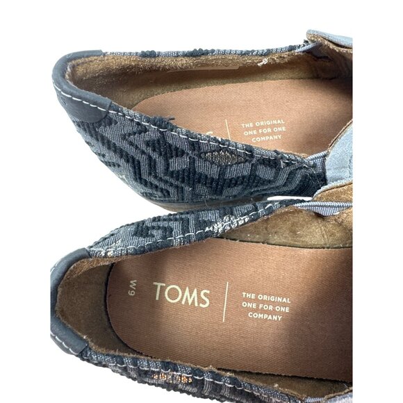 Toms Shaye  Womens Gray Suede & Black Patterned Slip-On Booties Low Heel Size 9W - Picture 8 of 12